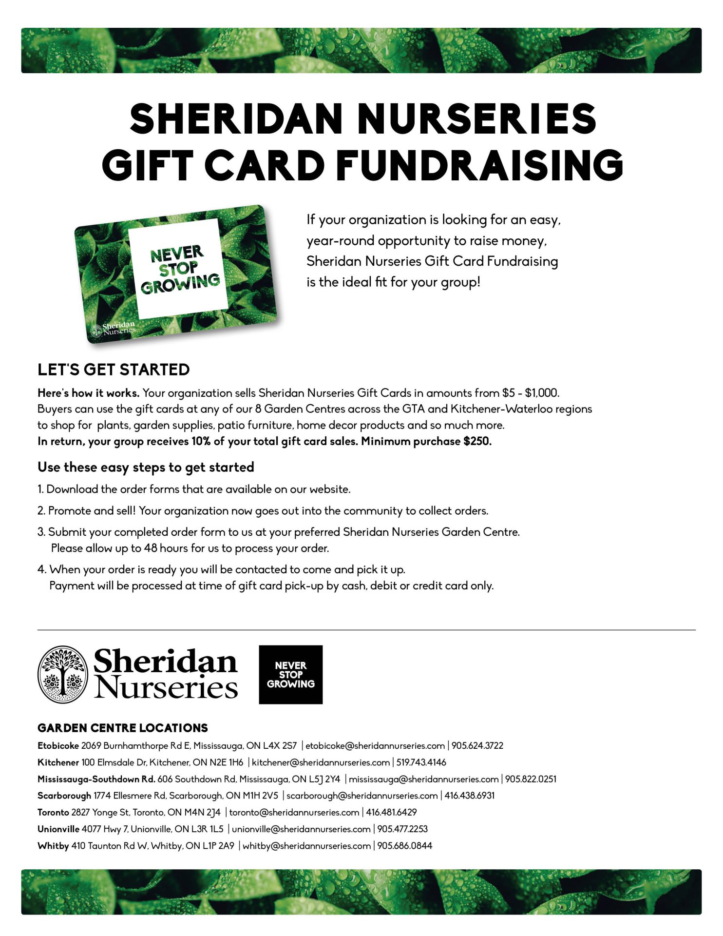 Sheridan Nurseries Gift Card Fundraiser 2022